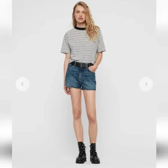 Dark wash high waist All saints "paula" jean shorts size 28! - Picture 3 of 15